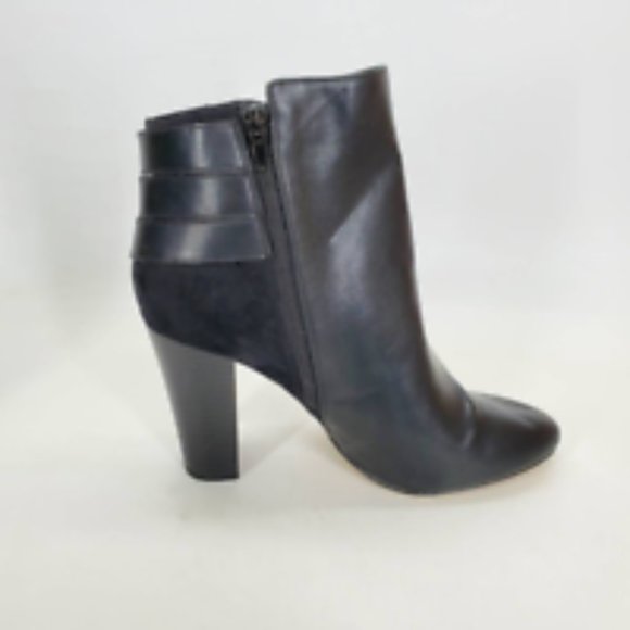 Express Womens Ankle Boots Booties Black Block Heels Studded Side Zipper 10 - Picture 2 of 10